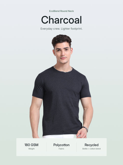 EcoBlend Round Neck Tshirts - Charcoal