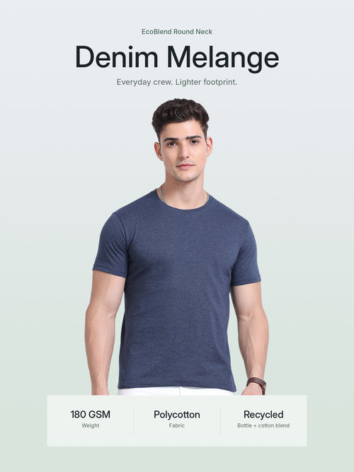 EcoBlend Round Neck Tshirts - Navy Melange