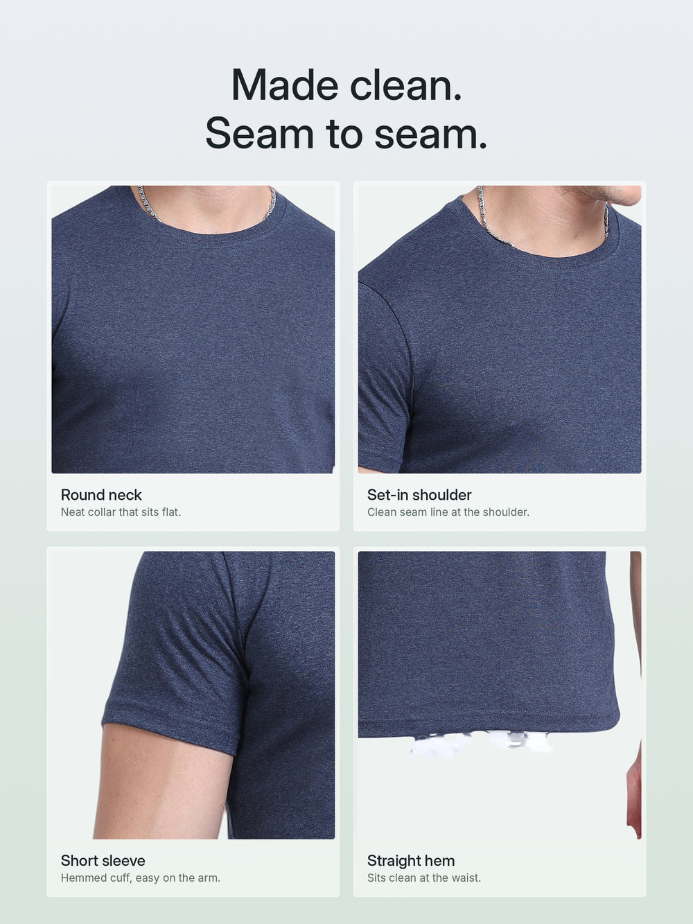 EcoBlend Round Neck Tshirts - Navy Melange – Details