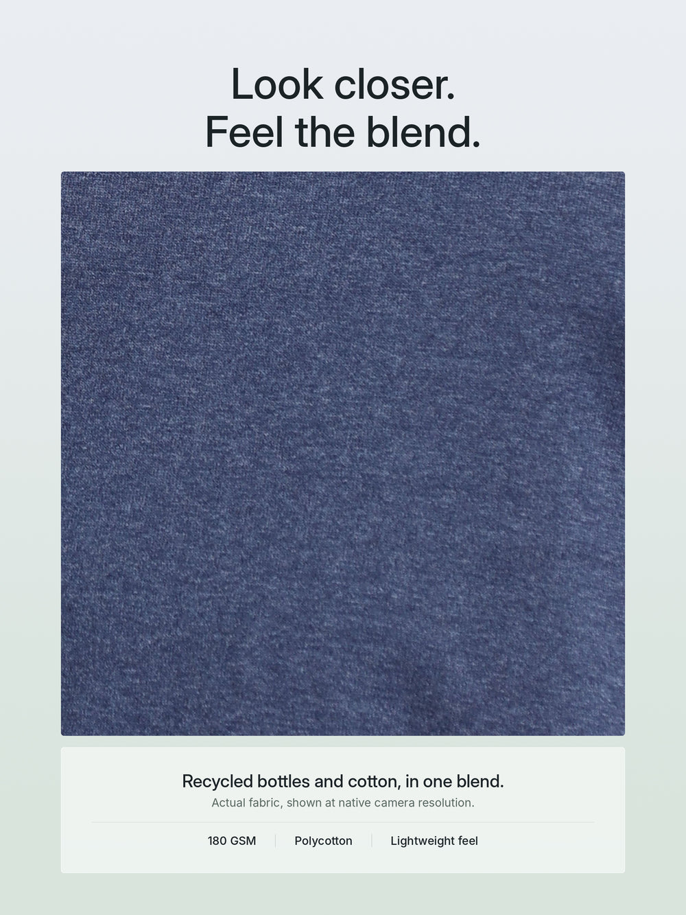 EcoBlend Round Neck Tshirts - Navy Melange – Close-up