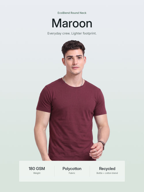 EcoBlend Round Neck Tshirts - Maroon