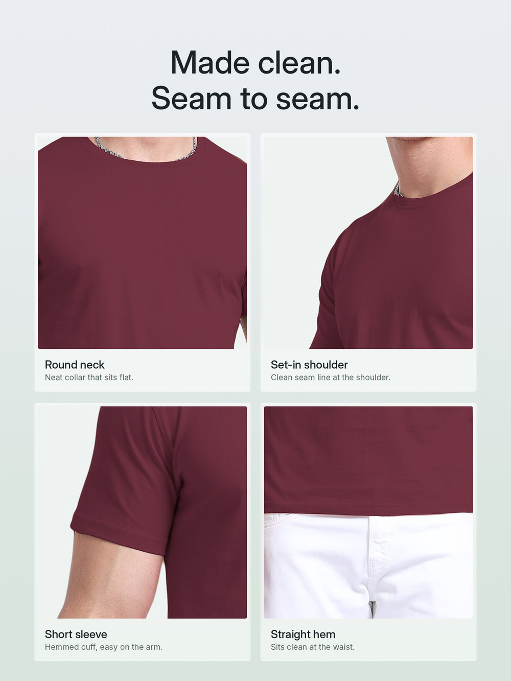 EcoBlend Round Neck Tshirts - Maroon – Details