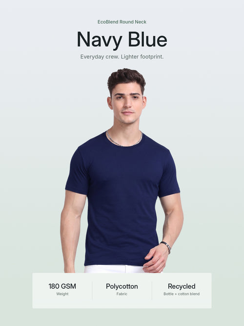 EcoBlend Round Neck Tshirts - Navy Blue