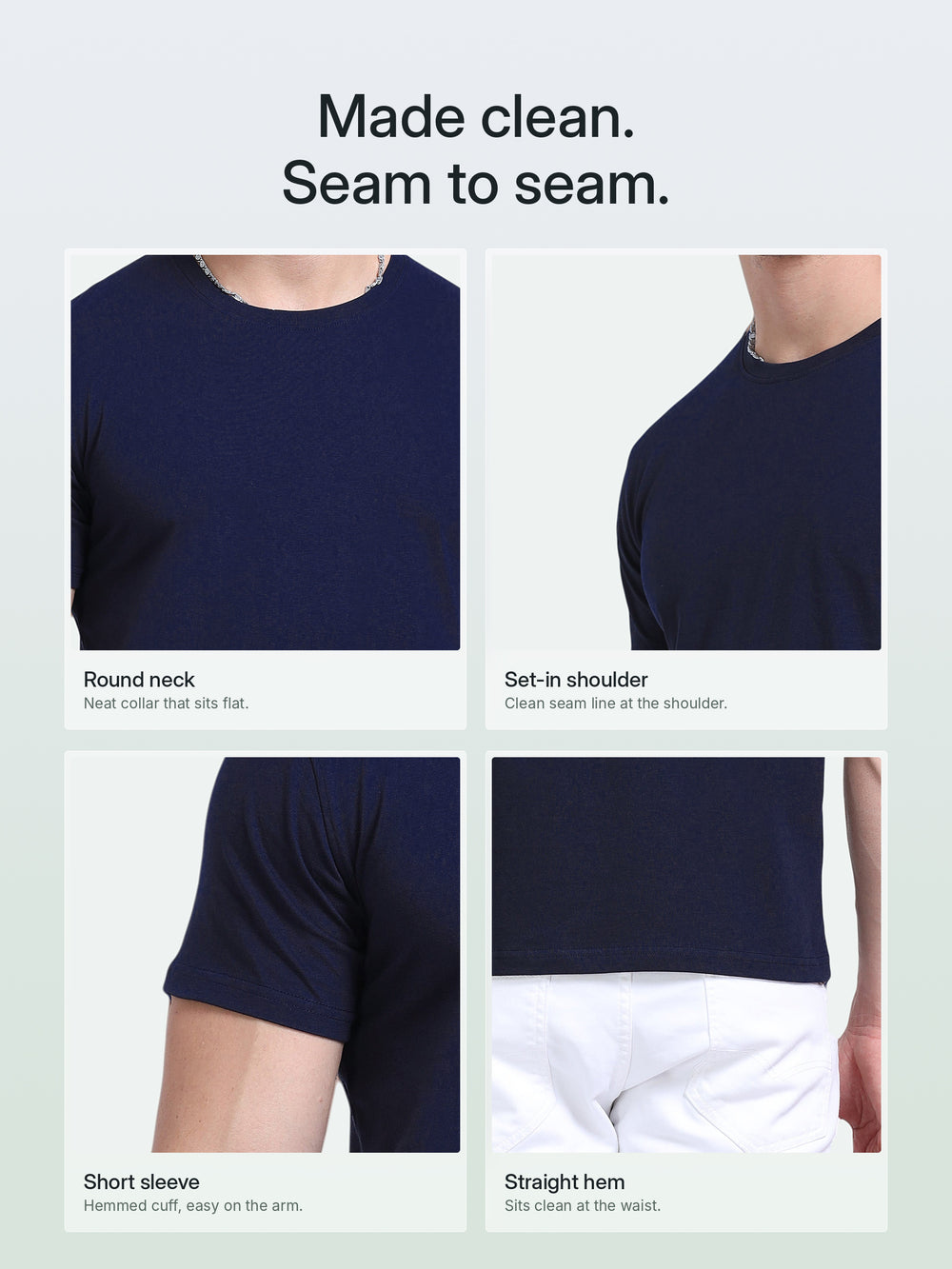 EcoBlend Round Neck Tshirts - Navy Blue – Details