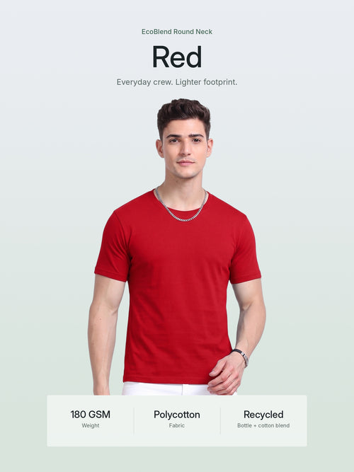 EcoBlend Round Neck Tshirts - Red