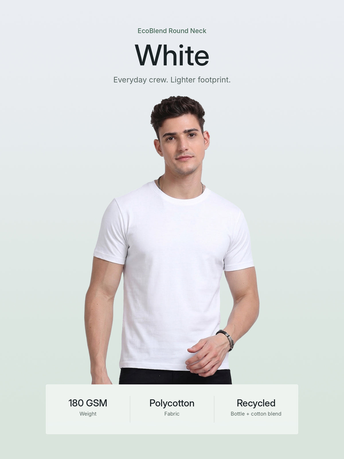 EcoBlend Round Neck Tshirts - White – Hero