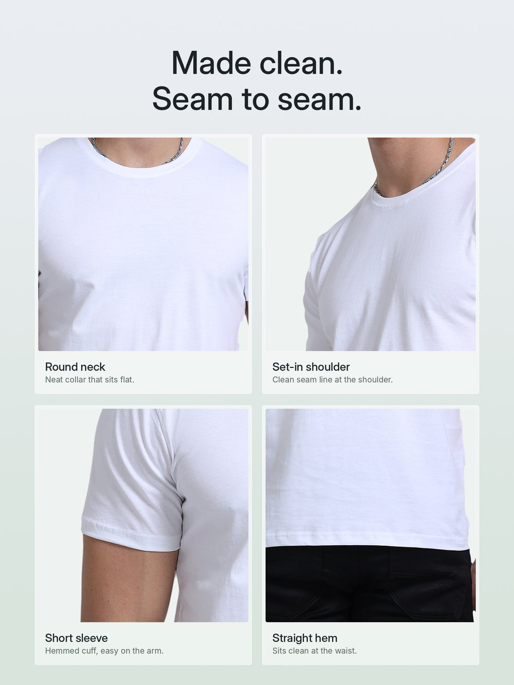 EcoBlend Round Neck Tshirts - White – Details