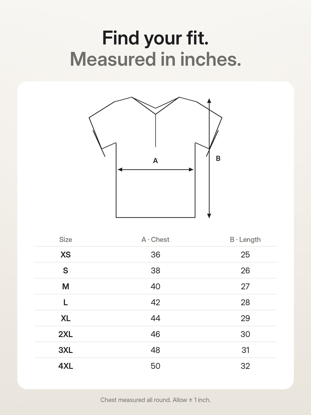 Biowashed Organic Polo - Charcoal with White Tipping – Size guide