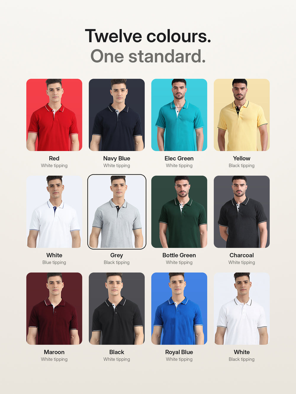 Biowashed Organic Polo - Grey with Black Tipping – Colours