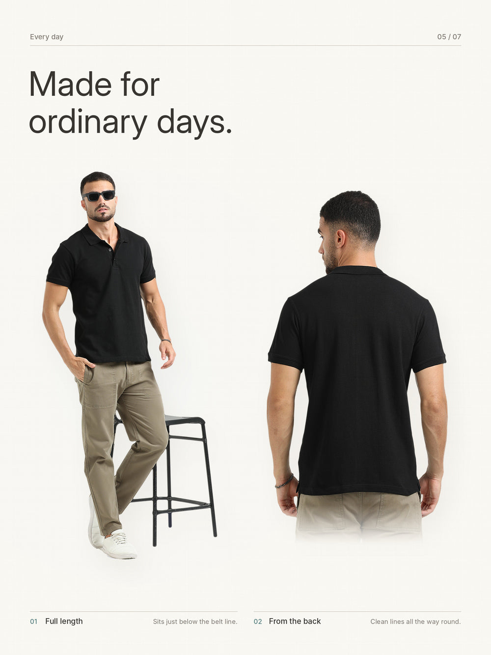 Biowashed Organic Polo Plain - Black – Lifestyle