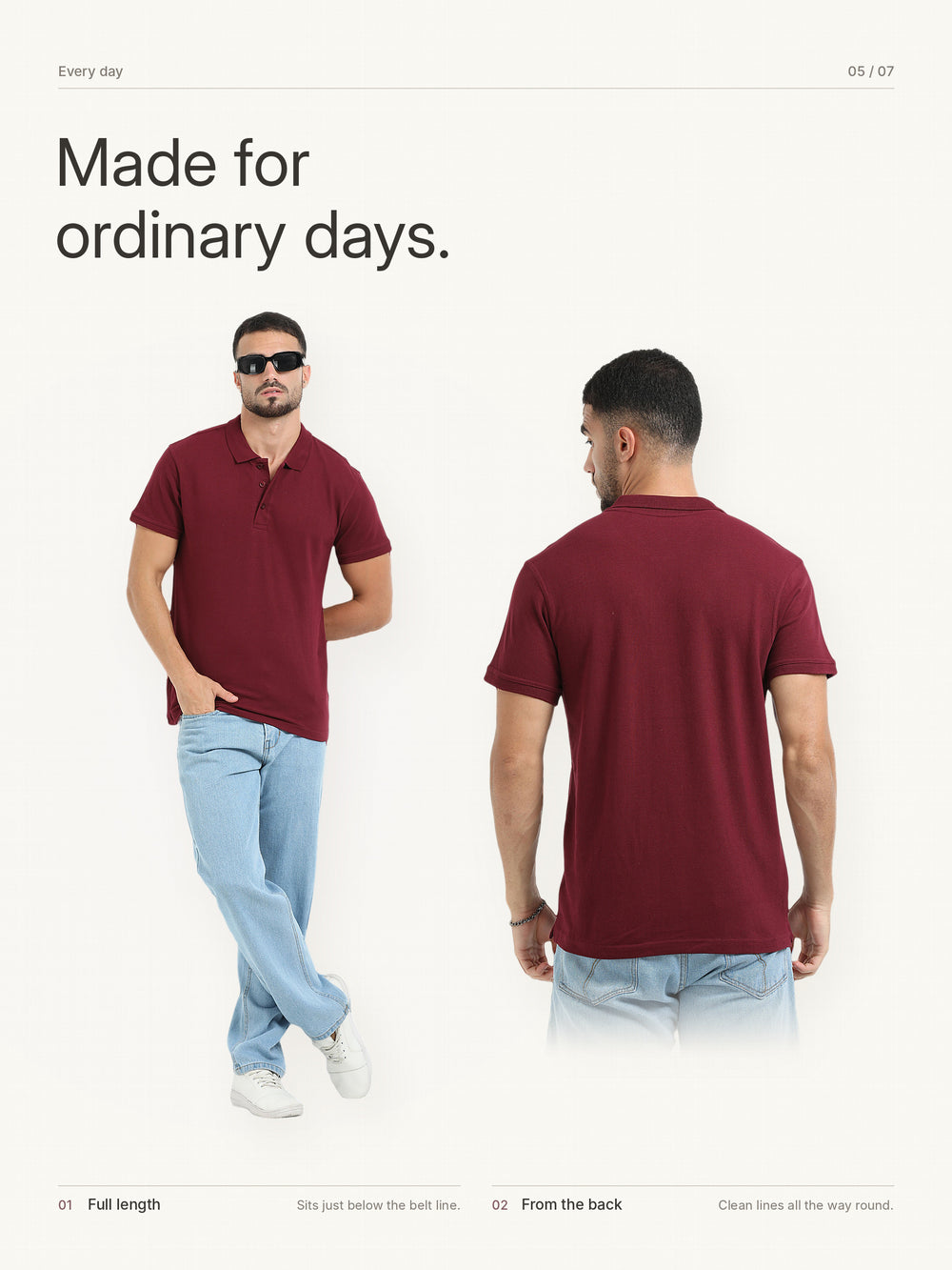 Biowashed Organic Polo Plain - Maroon – Lifestyle