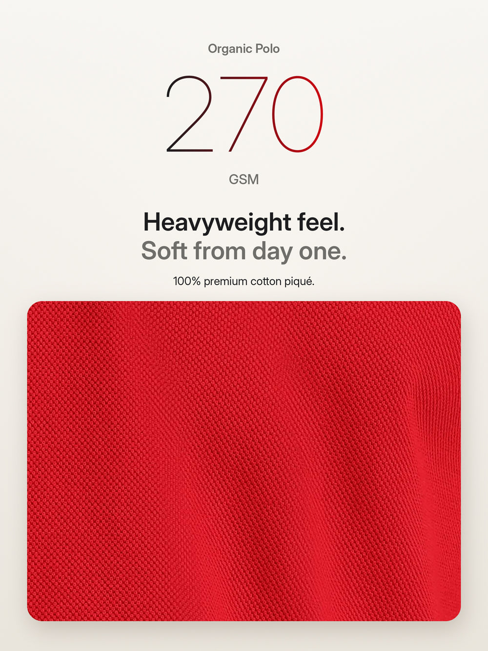 Biowashed Organic Polo - Red with White Tipping – Fabric