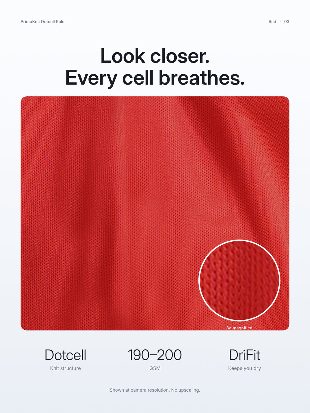 PrimoKnit Dotcell Polo - Red with White Tipping – Close-up