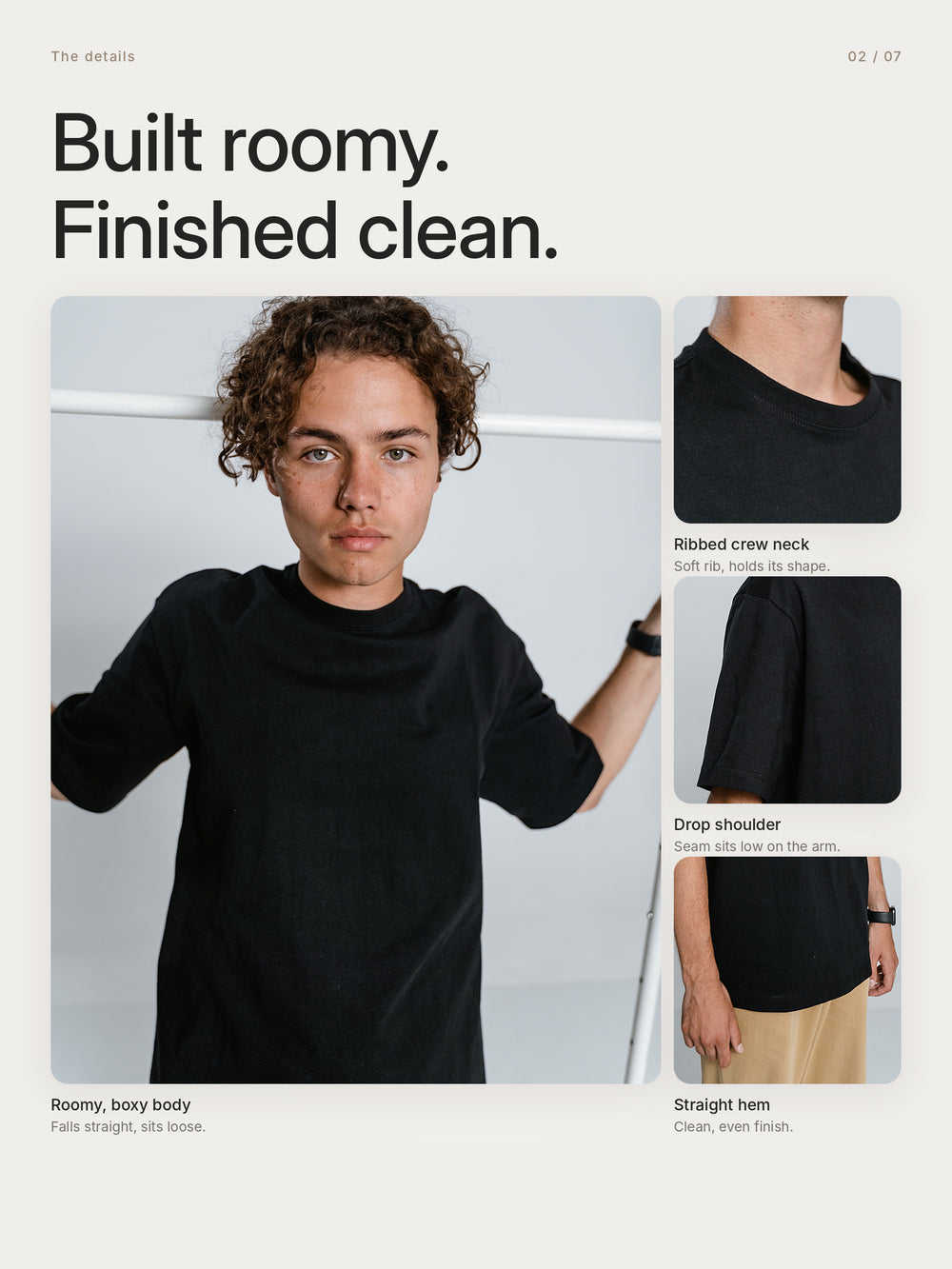 Urban Oversized Tshirt Black, details: ribbed crew neck, drop shoulder, straight hem