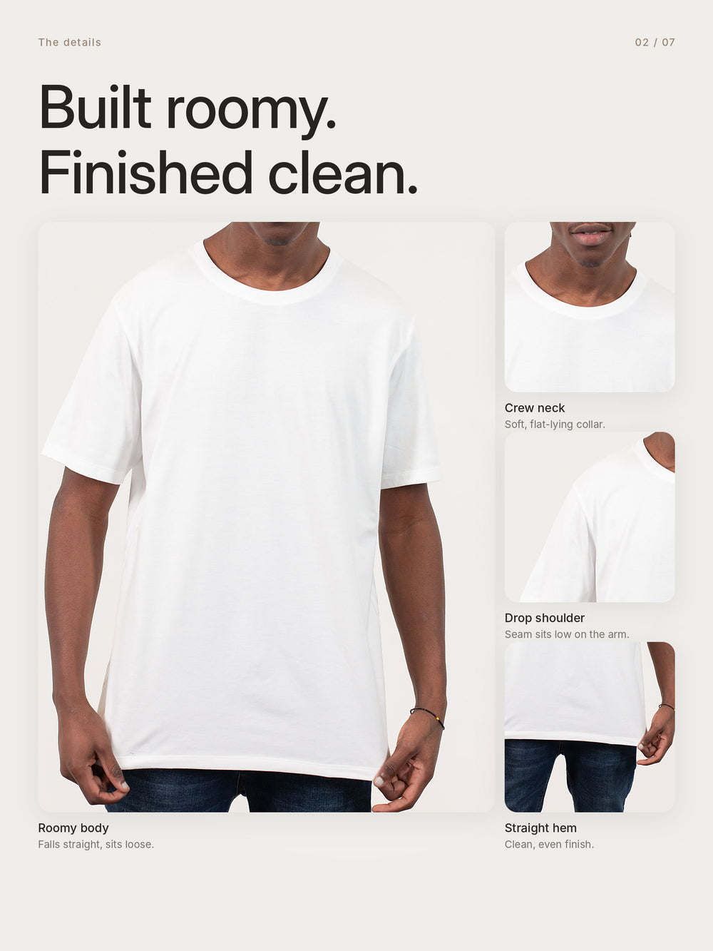 Urban Oversized Tshirt White, details: ribbed crew neck, drop shoulder, straight hem