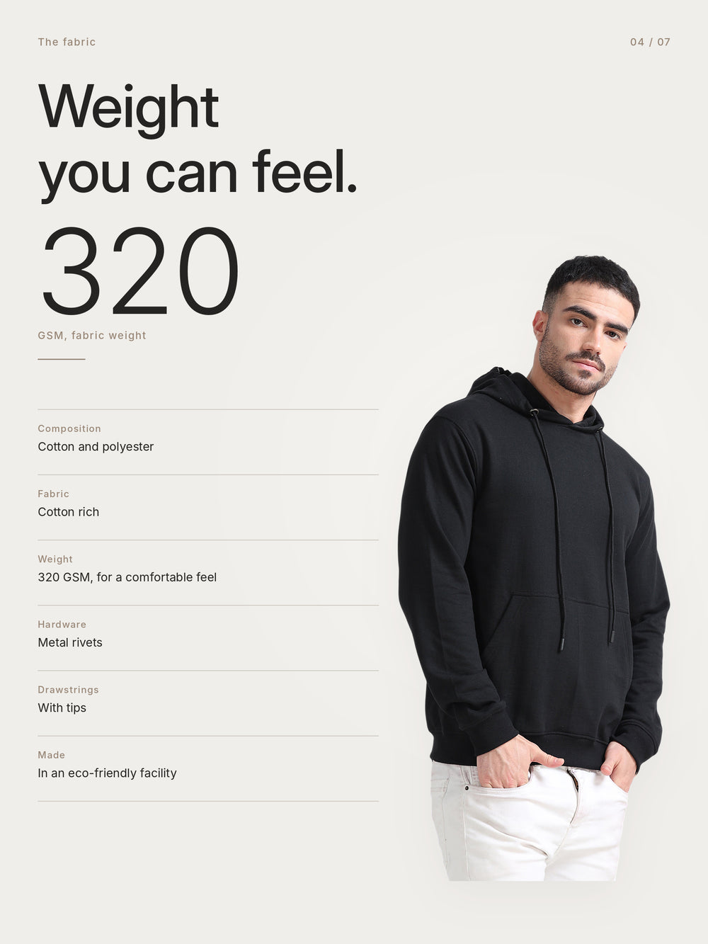 URBANHOOD Premium Hoodies without Zip - Black – Fabric