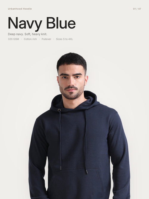 URBANHOOD Premium Hoodies without Zip - Navy Blue