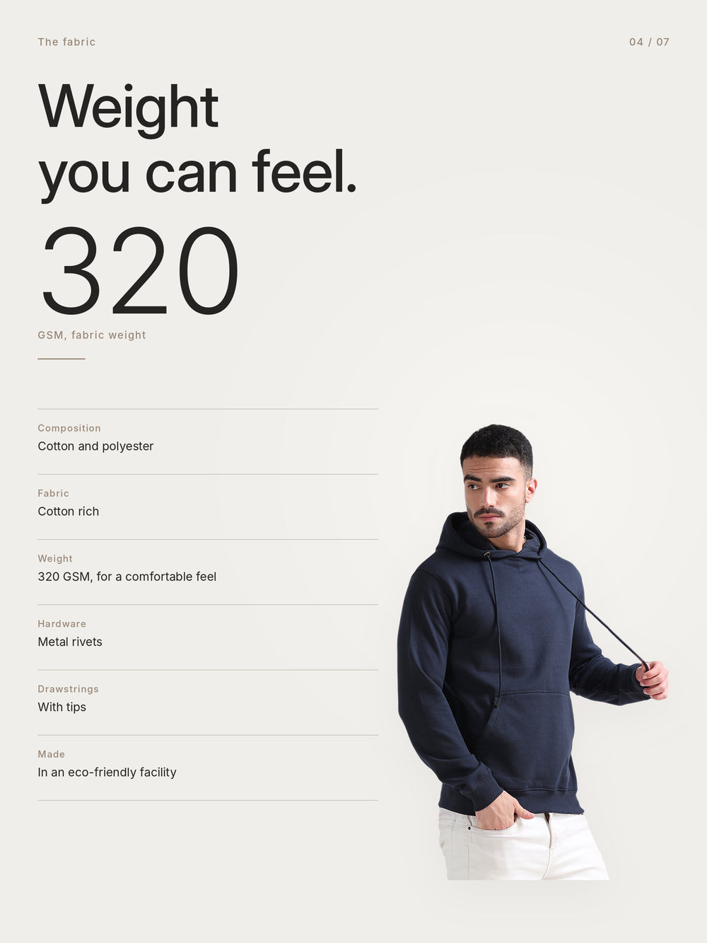 URBANHOOD Premium Hoodies without Zip - Navy Blue – Fabric