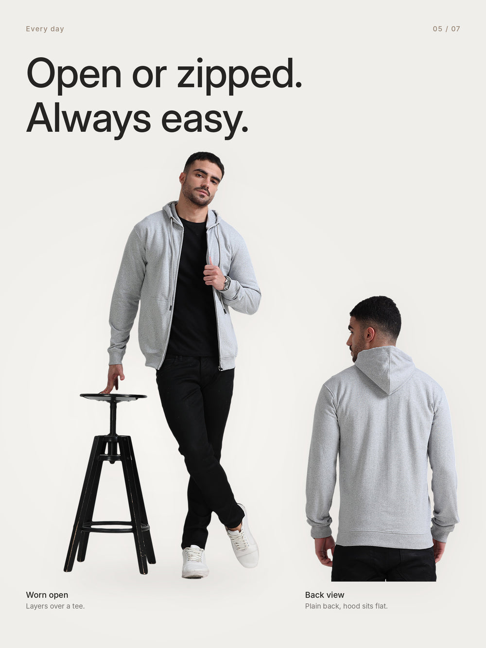 URBANHOOD Premium Hoodies with Zip - Grey Melange – Lifestyle